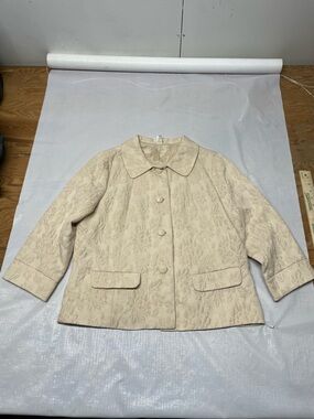 Old Navy Cream Quilted Floral Pea Coat